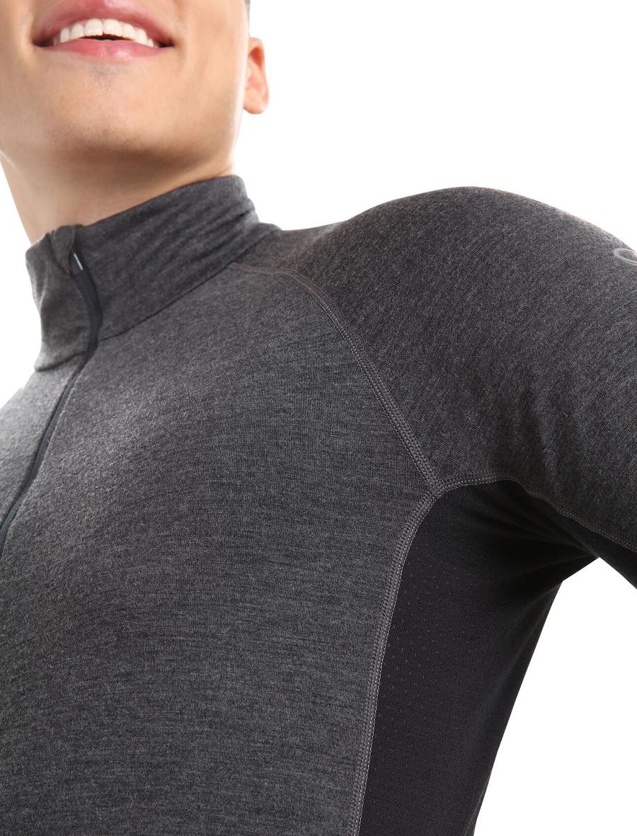 Base Layers Icebreaker BodyfitZone™ Merino 260 Zone Long Sleeve Half Zip Thermal Top Męskie Czarne | PL 1598RVDW